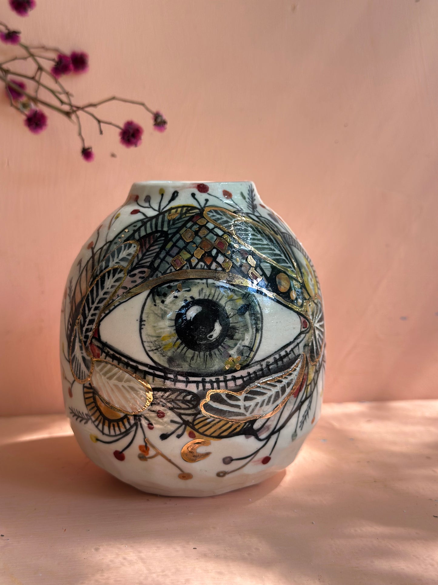 ‘Hand painted ‘the protective eye’ vase