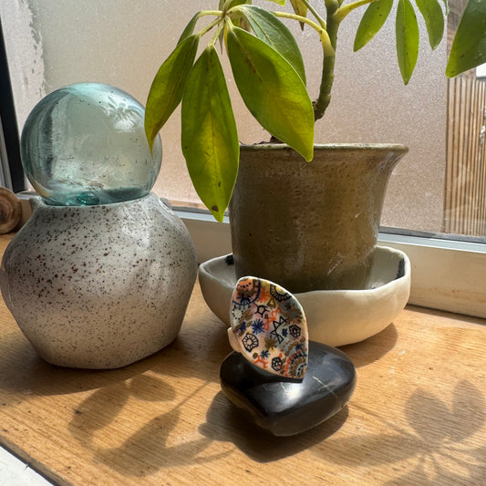 ‘Stars and Cells’ Hand Painted Diamond Shaped Porcelain Ring