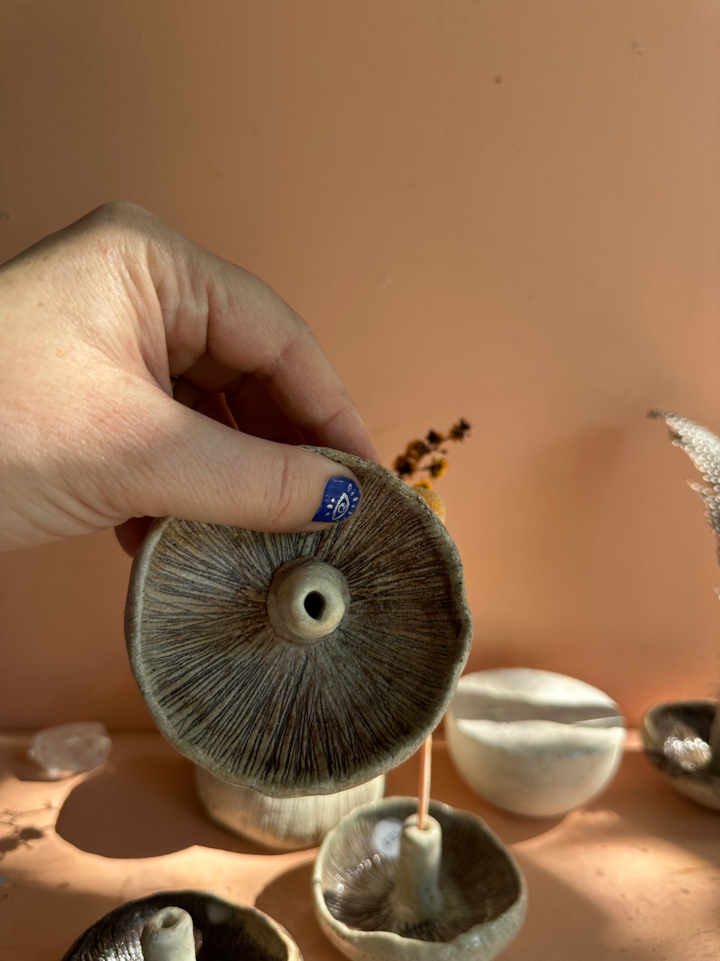 Mushroom incense / flower/ feather holders