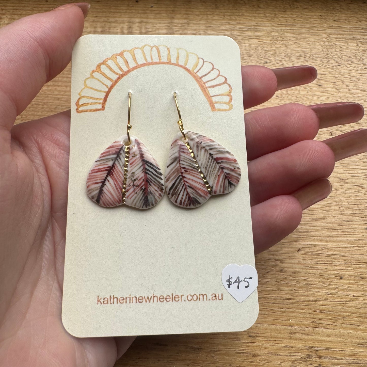 Hand Painted Porcelain ‘Feather’ Wings Earrings