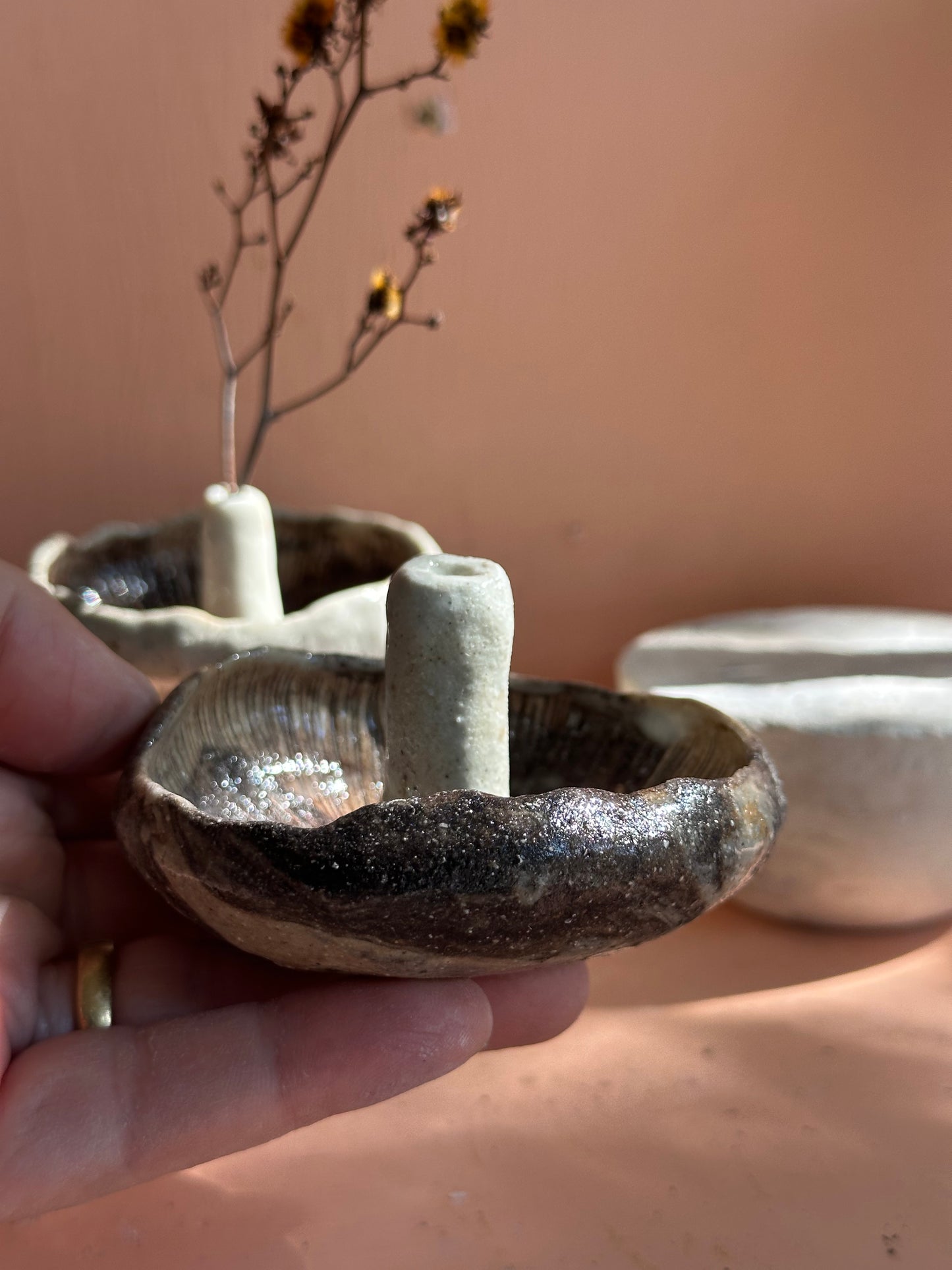 Mushroom incense / flower/ feather holders