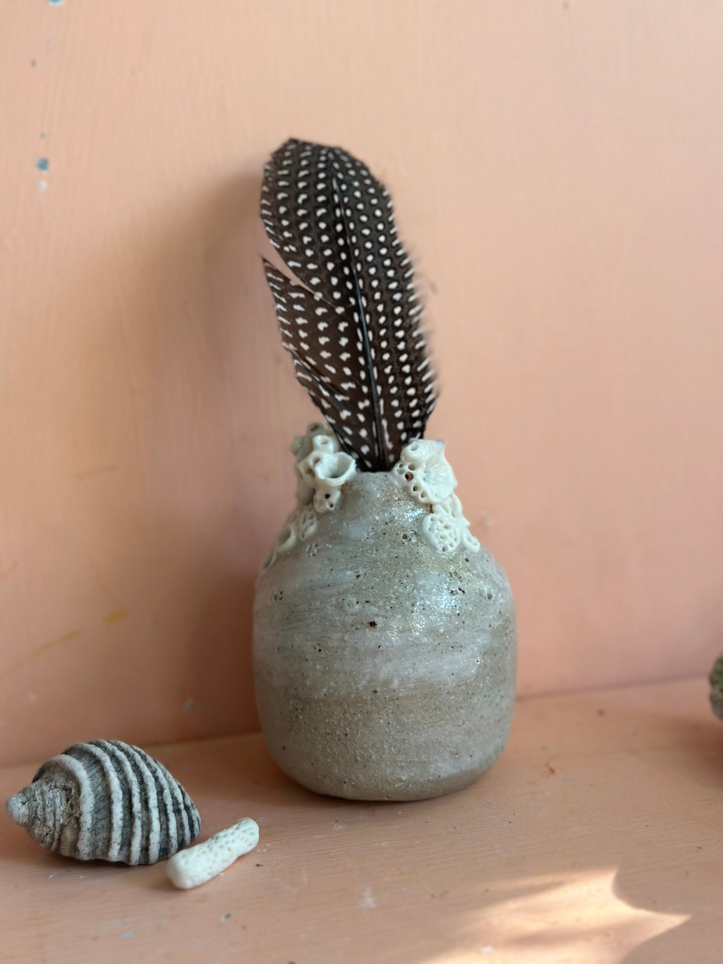 Hand Detailed Coral Porcelain Vase