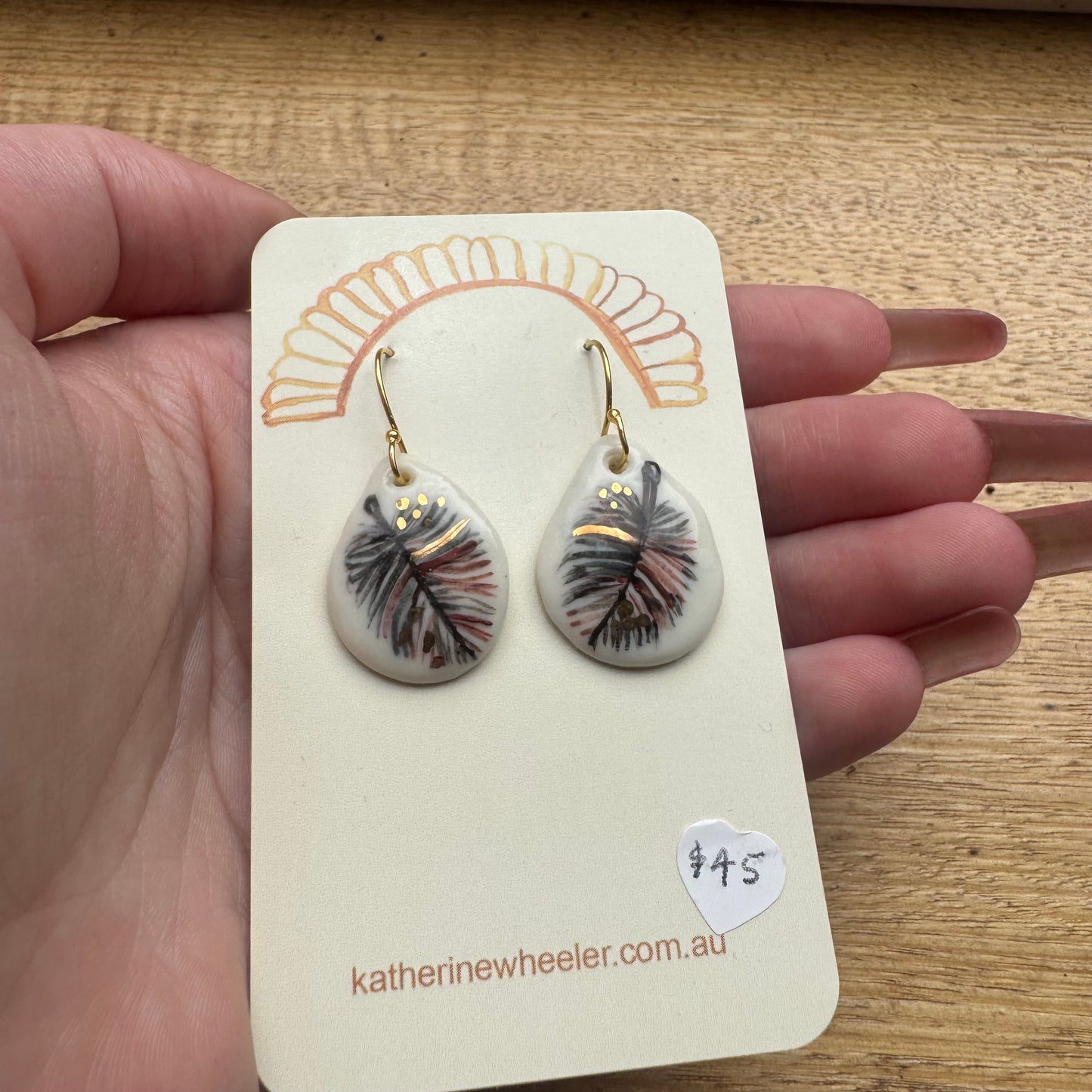 Hand Painted Porcelain ‘Feather’ Earrings