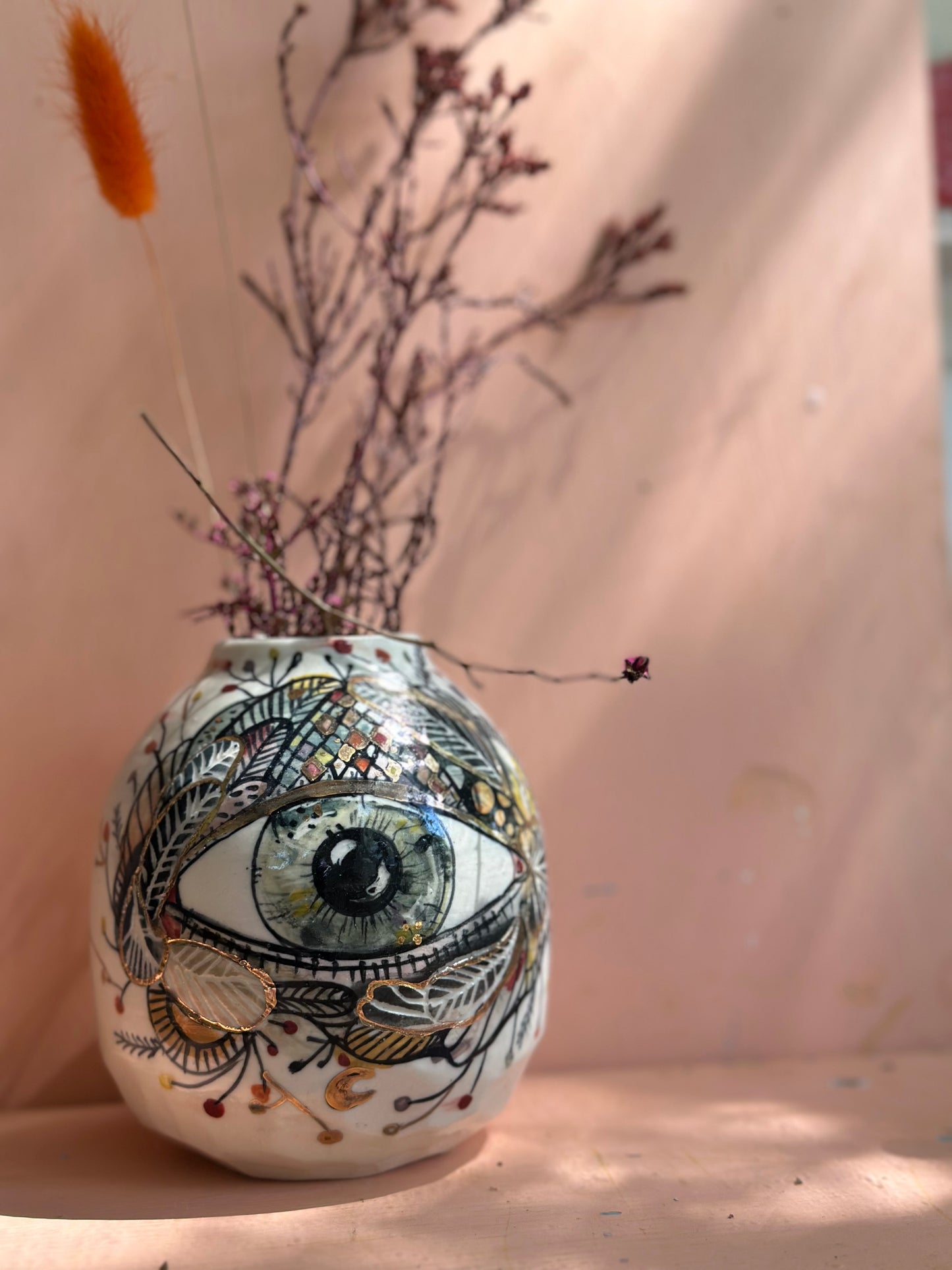 ‘Hand painted ‘the protective eye’ vase