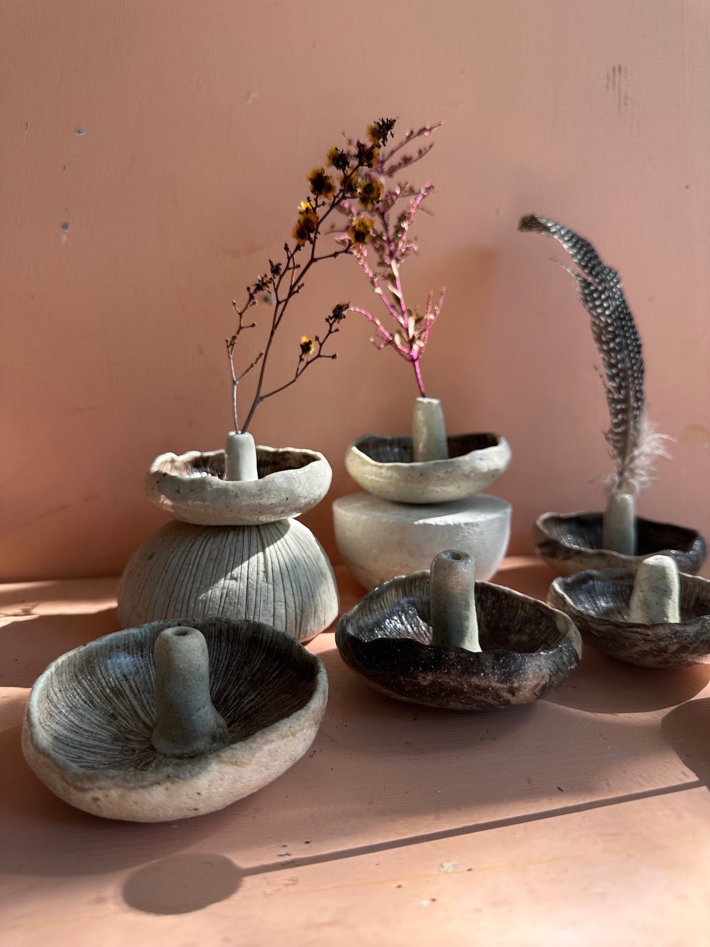 Mushroom incense / flower/ feather holders