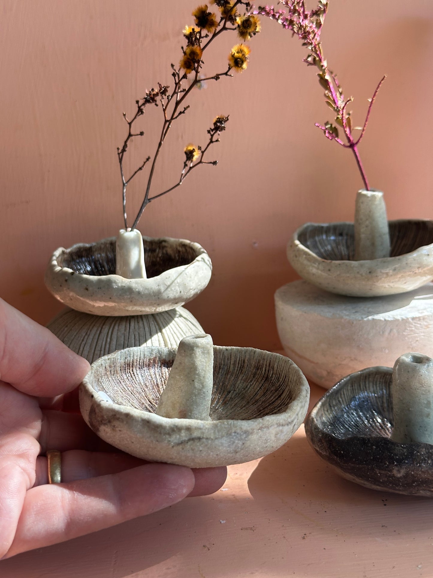 Mushroom incense / flower/ feather holders