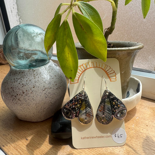 Hand Painted Porcelain Protective Eye ‘Wings’ Earrings