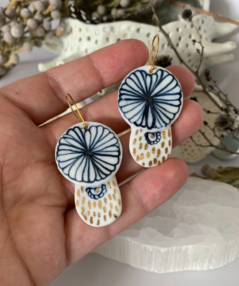 Blue and online white porcelain earrings